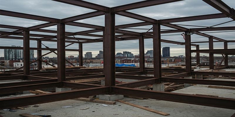 سازه نیمه کار در یک پروژه ساختمانی