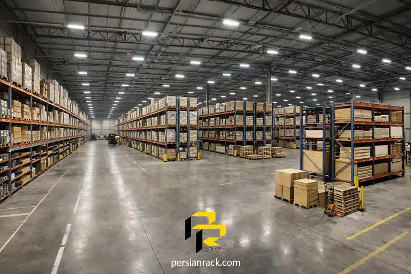 انبار صنعتی با قفسه بندی راک